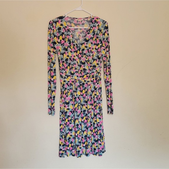 Boden US 6 Layla Abstract Palm Print Surplice Jersey Dress J0740 - Picture 2 of 6